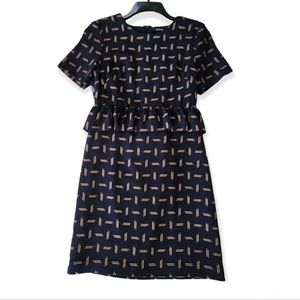 Club Monaco Dark Navy Blue Matchstick Ruffle Pencil Dress